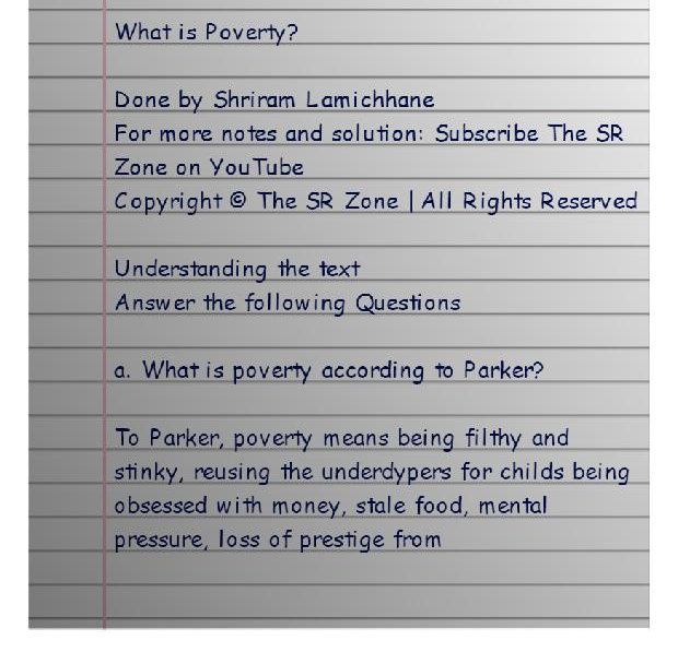 What is Poverty? Exercise PDF