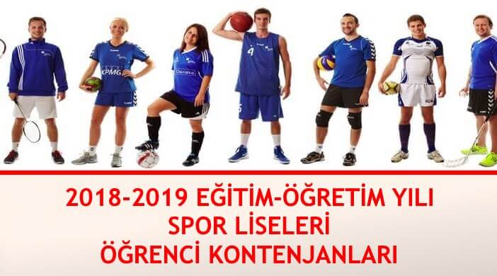 Spor Liseleri Öğrenci Kontenjanları | 2018 - 2019