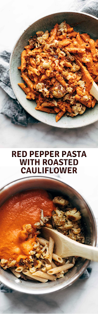 Red Pepper Pasta with Roasted Cauliflower