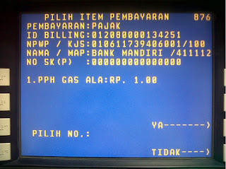 bayar pajak kode billing atm