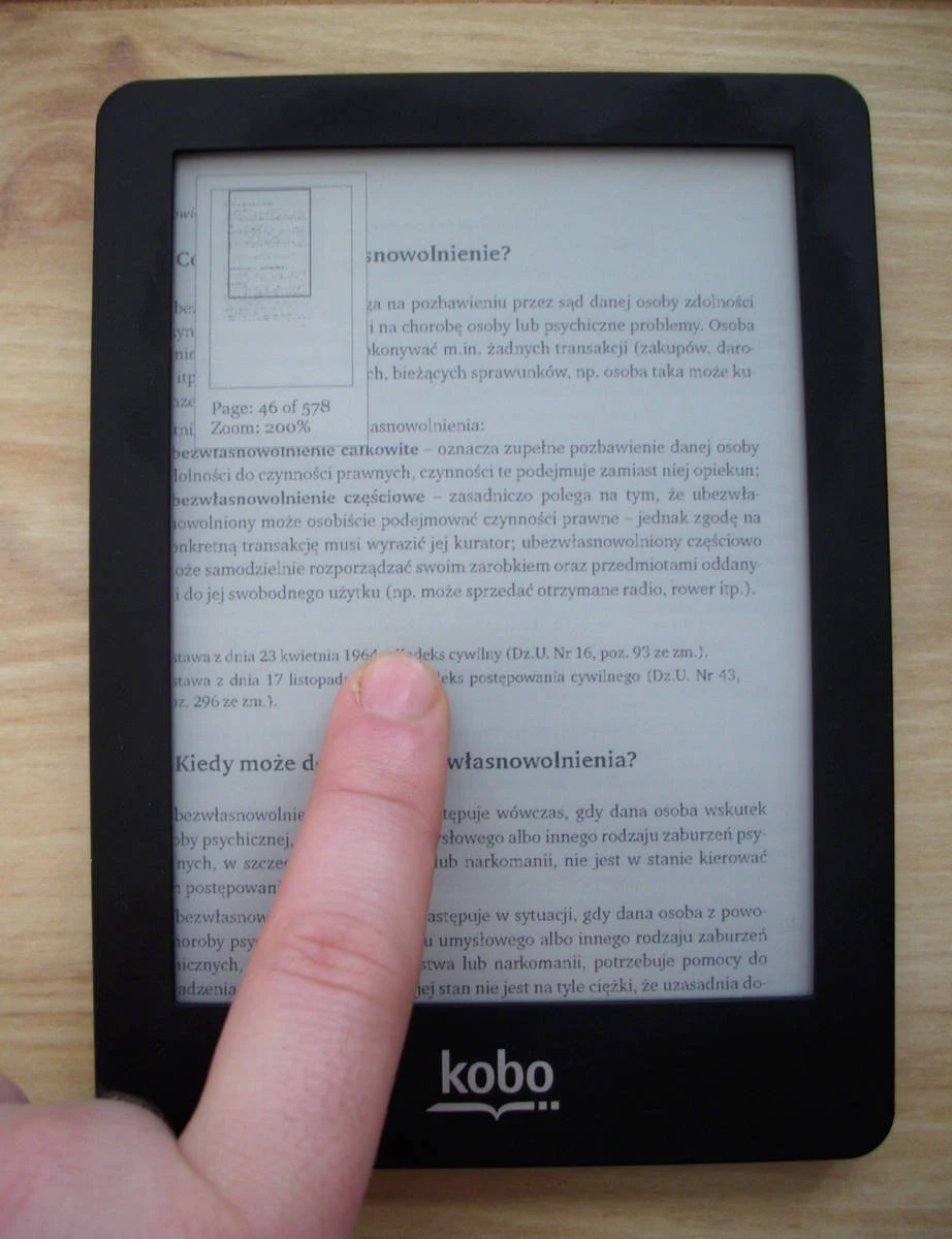 Kobo Glo a nawigacja po pliku pdf