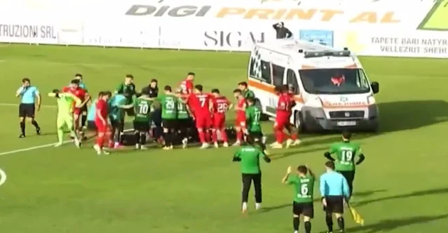 A player dies of a heart attack in the Albanian League