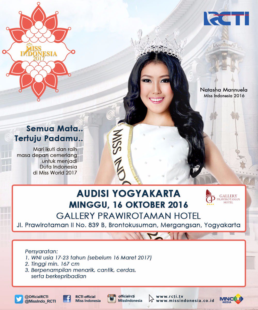 Pengumuman: Jadwal Audisi Pendaftaran Miss Indonesia 2017
