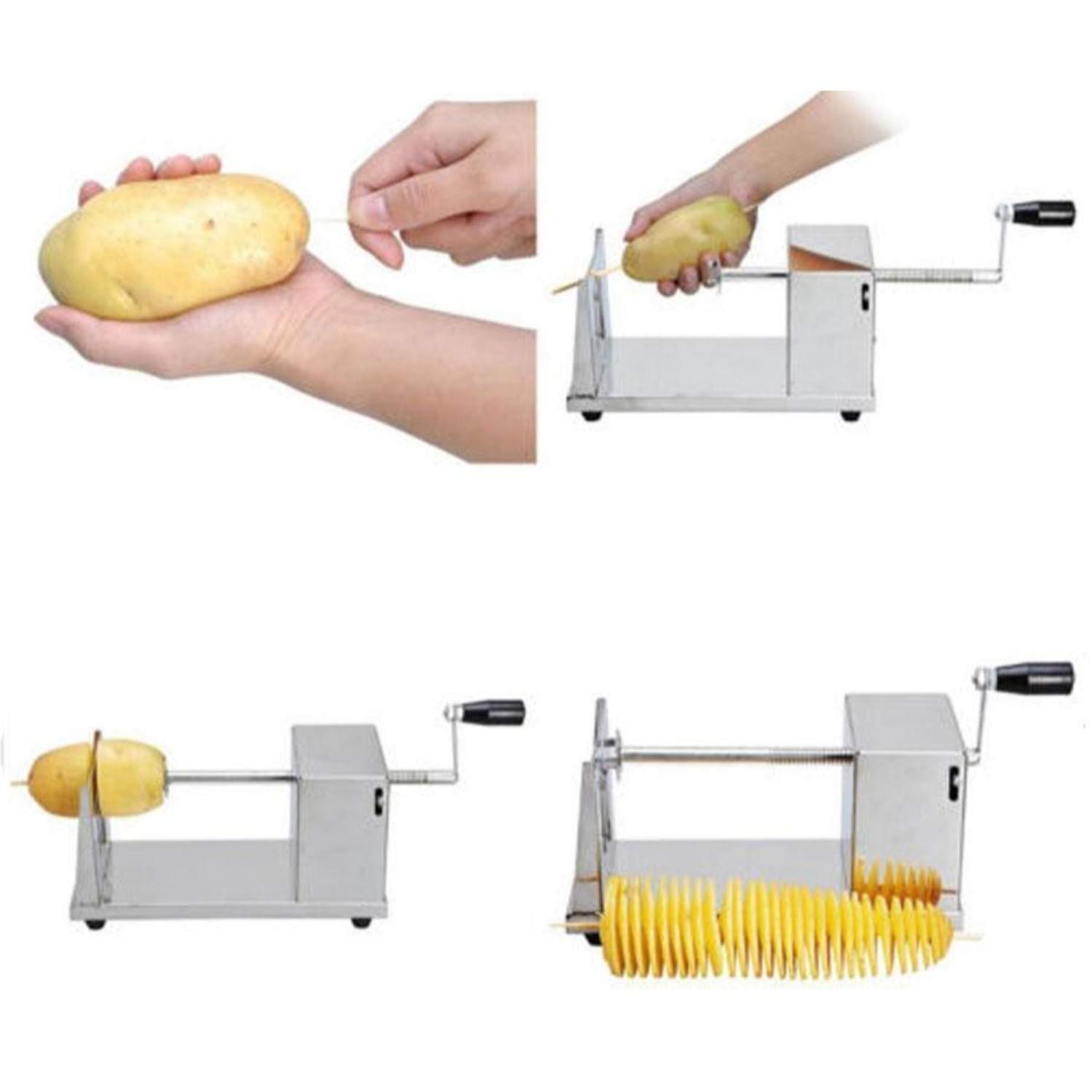 Potato Cutter,Tornado Spiral Potato Cutter Manual Stainless Steel Potato  Cutter Spiral Cutting Machine Kitchen Accessories Cooking Tools
