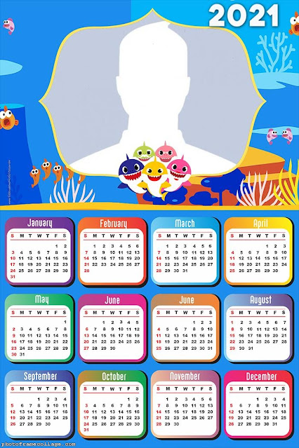 Baby Shark: Calendario 2021 para Imprimir Gratis.