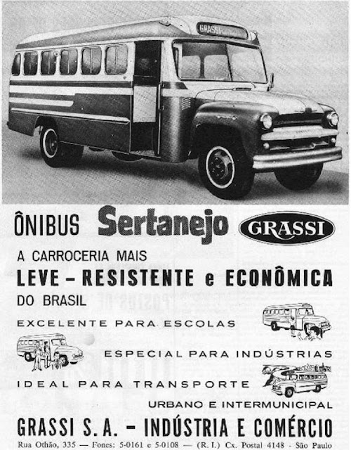 Propaganda do ônibus da Grassi, modelo Sertanejo veiculado na metade dos anos 50.