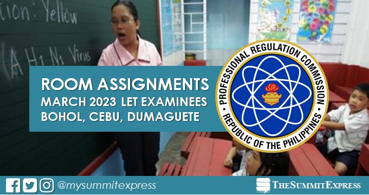 Room Assignments: March 2023 LET in Bohol, Cebu, Dumaguete