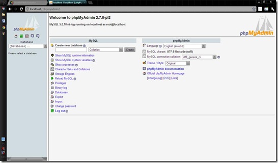 Welcome to phpMyAdmin