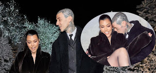 Kourtney Kardashian and Travis Barker joyfully enjoy the snowy festivities, capturing lighthearted moments at the Christmas Eve bash: 'Mom and Dad night out'