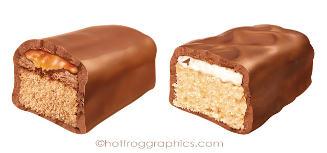 illustrations of chocolate bars and cakes