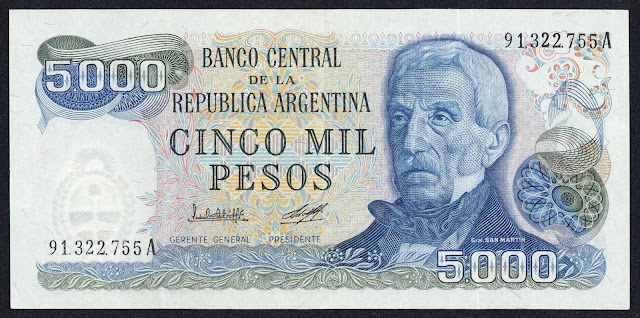 Argentina Banknotes 5000 Pesos banknote 1980 General Jose de San Martin