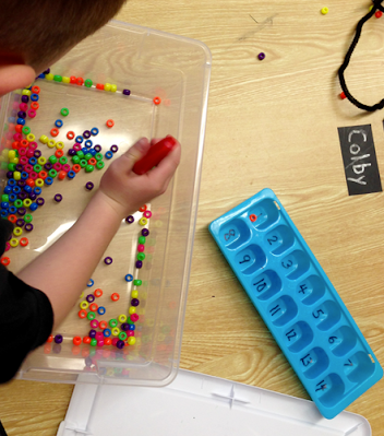 beads and ice cube trays