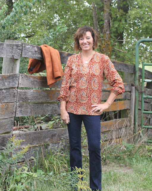 Style Maker Fabrics' Paisley Cotton Gauze made into peasant style blouse, Butterick 6378