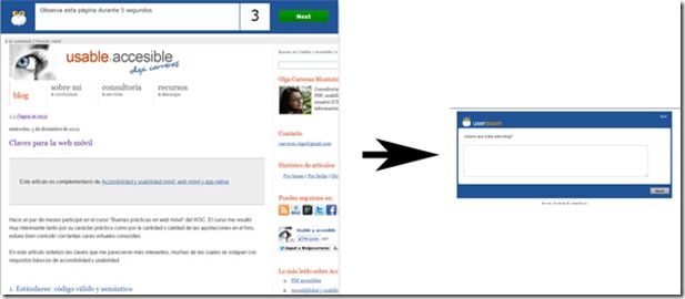 Página web con los segundos restantes y un botón siguiente. Después página con una formulario.