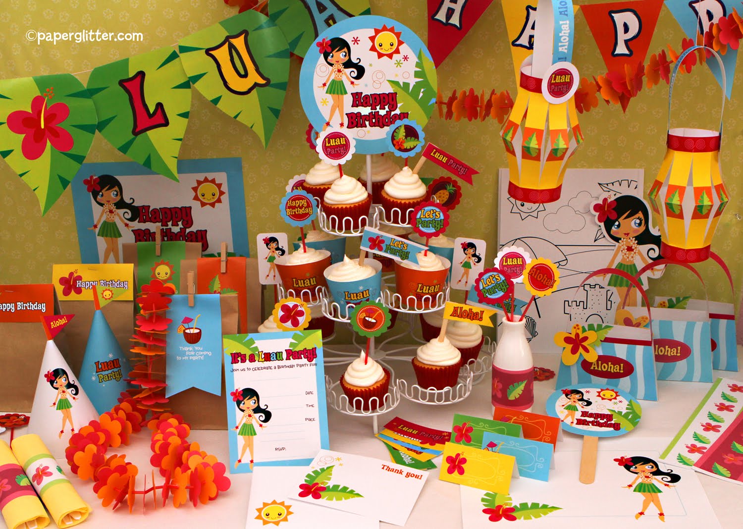 cool easy cake decorations Hawaiian Luau Printable Party Kit