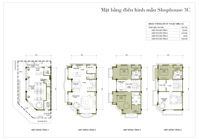 Mặt bằng điển hình mẫu 3c Shophouse Vinhomes Dragon Bay - Hạ Long