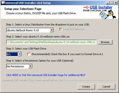 Installing Ubuntu 10.10 on a netbook with a flash drive