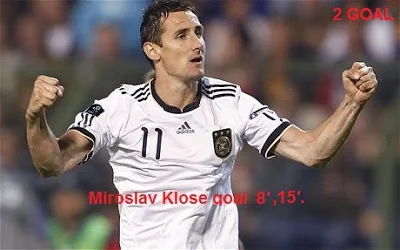 Miroslav Klose scored 2 goals against sweden