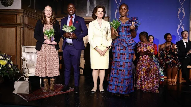 Music artist Yanga Sobetwa from South Africa, Malala Yousafzai from Pakistan. Decade Child Rights Hero. Yellow tweed jacket by Chanel