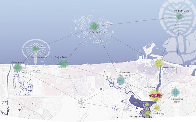 Map showing new museum and other Dubai landmarks and their distances