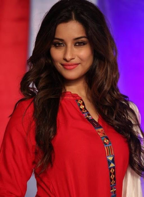 Madhurima latest images in red chudidar dress