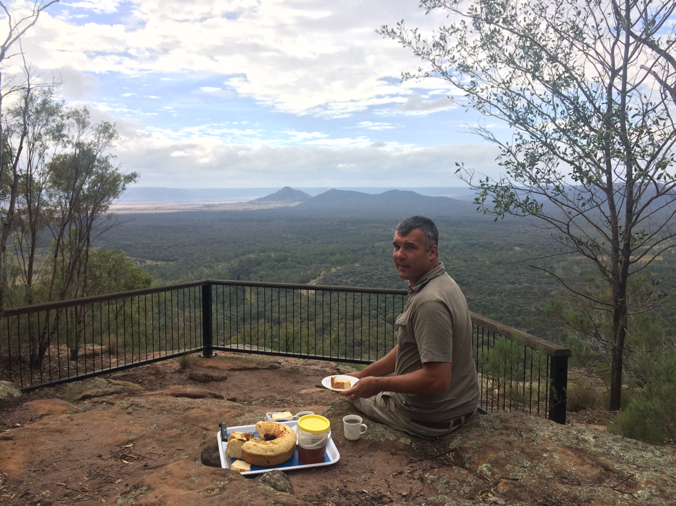 Enjoying a picnic at the lookout in Expedition National Park, Lonesome section
