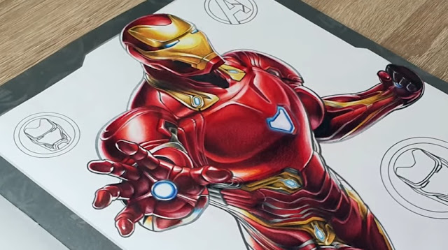 Professional Artist Colours a Childrens Colouring Book Iron Man