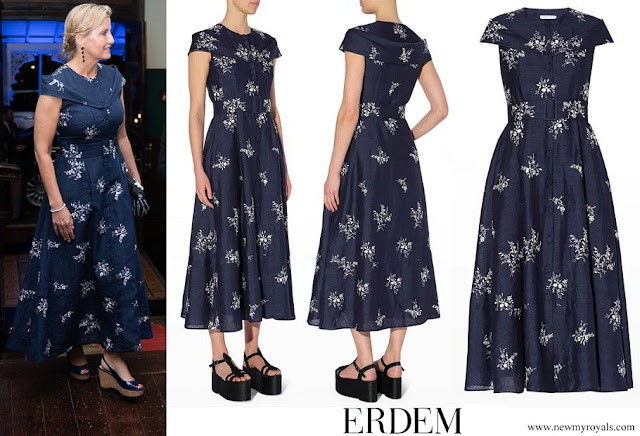 Countess of Wessex wore Erdem Clarisia Floral-Embroidered Linen Midi Dress