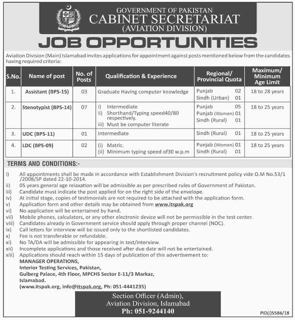 Cabinet Secretariat Govt Of Pakistan Job 2019