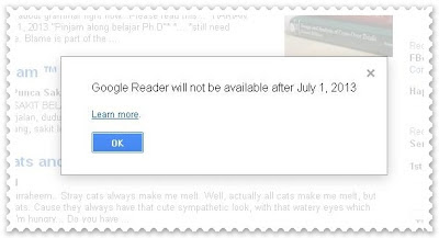 Google Reader Bakal Ditamatkan Perkhidmatan Selepas 1hb Julai 2013