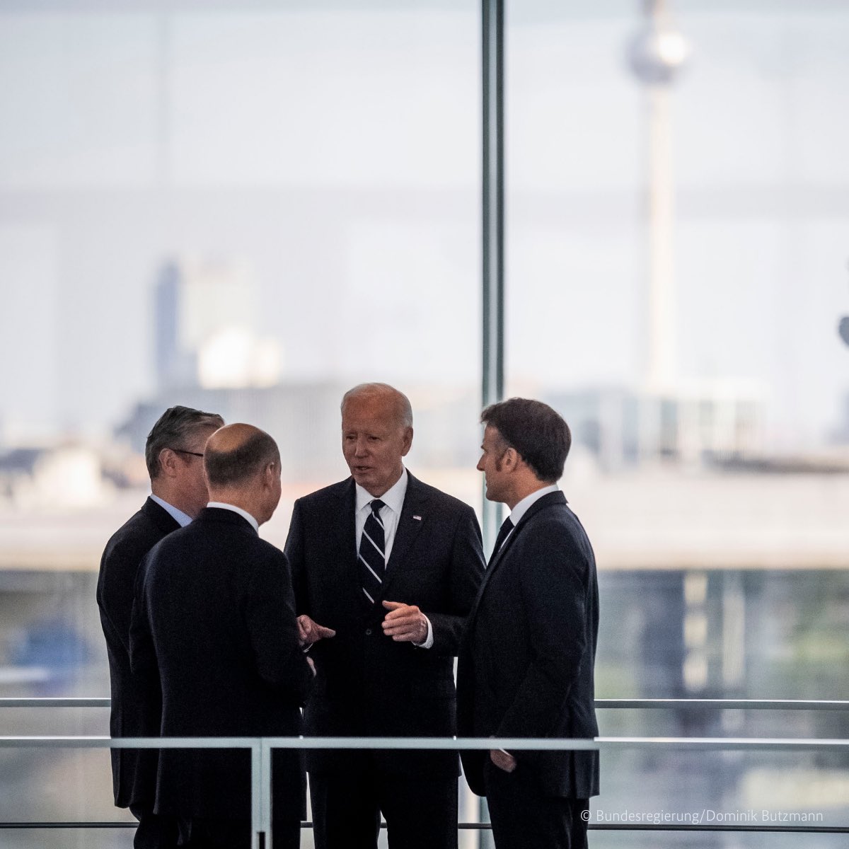 From Left: Prime Minister of the United Kingdom (UK), Keir Starmer | President of the United States (US), Joe Biden | German Chancellor, Bundeskanzler Olaf Scholz | President of France, Emmanuel Macron