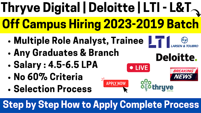 Thryve Digital Off Campus Drive For 2023-2019 Batch As Process Analyst Trainee Role