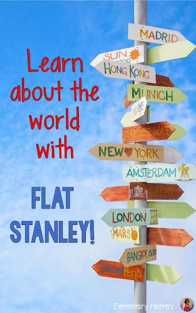 Learn About the World with Flat Stanley! This post contains ideas, books, information, links, and a freebie about getting Flat Stanley to help your students learn about Geography!