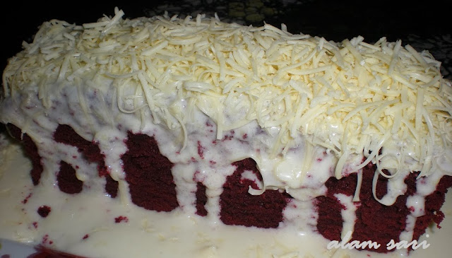 resepi kek red velvet yang wallaaa bersama salju dan cheese meleleh wallaweiii 1