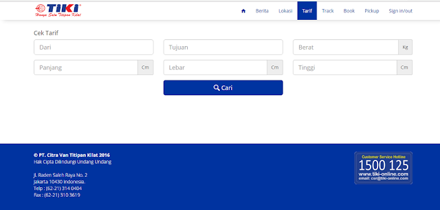 Cara Cek Ongkir Tiki Terbaru 2016 dari Berbagai Kota Melalui Situs Resmi TIKI