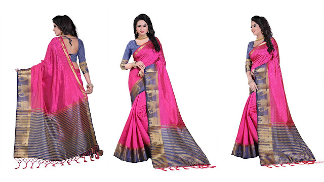 Bombey Velvat Fab Woven Daily Wear Cotton Silk Saree  (Multicolor)