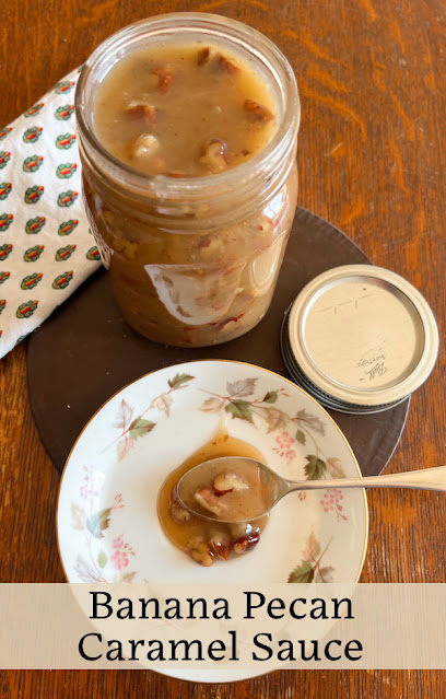 Food Lust People Love: Gooey, sweet and sticky, this banana pecan caramel sauce is perfection over ice cream, brownies or baked apples. Or you can just eat it with a spoon. You won’t get any judgment from me. Seriously, it’s that good.