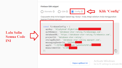 Mendapatkan konfigurasi aplikasi firebase