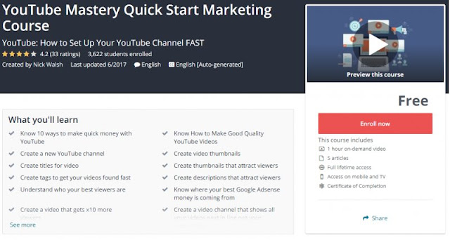 [100% Free] YouTube Mastery Quick Start Marketing Course