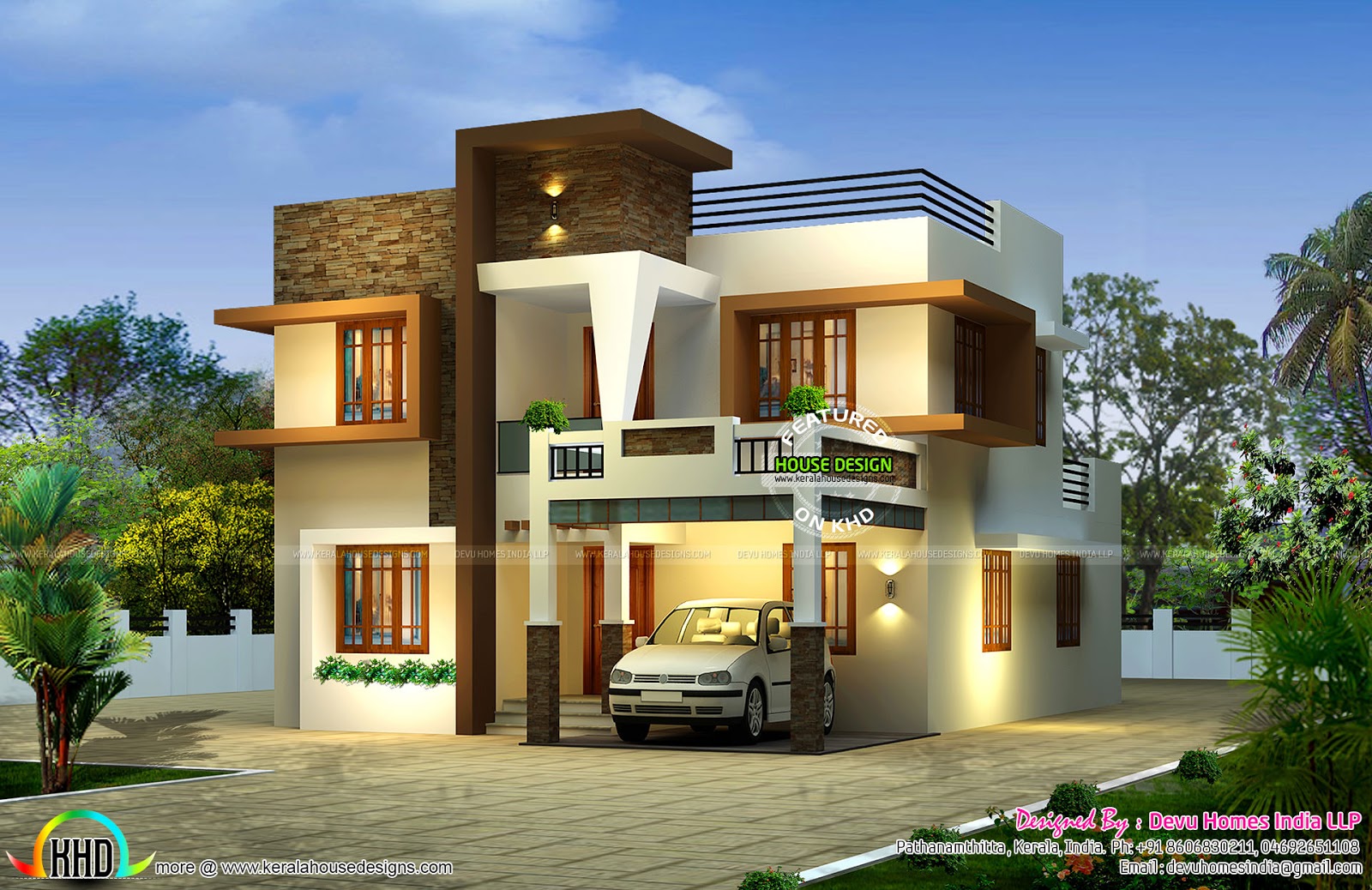  Contemporary  east facing house  plan  Kerala home  design  