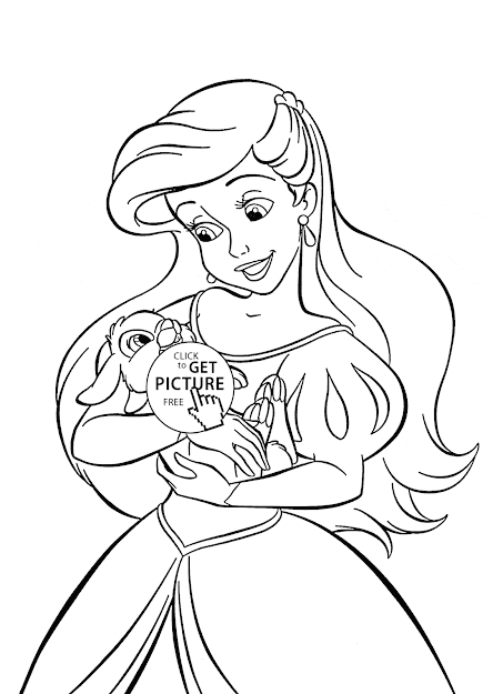 Cute Princess Ariel Coloring Page For Kids Disney Princess Coloring Pages  Printables Free  Wuppsy