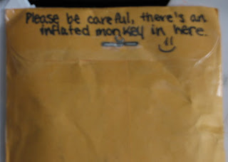 crazy inflated monkey envelope note