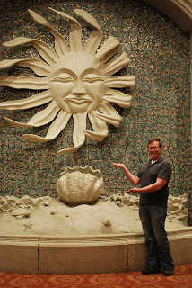 B pointing out the huge and lovely sculpture in the conference center at the Gaylord Palms.
