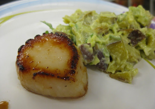 Seared scallop with potato salad