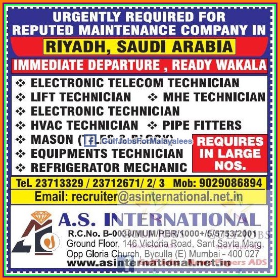 Maintenance company jobs for KSA