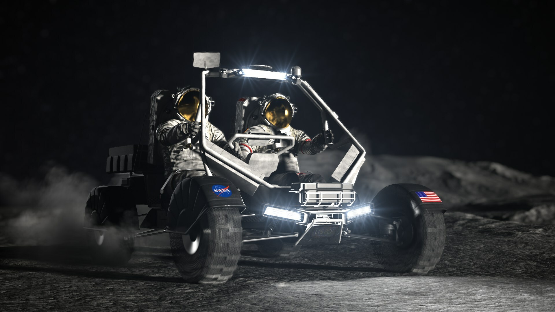 Image of Artist's concept of NASA's next-generation Lunar Terrain Vehicle on the surface of the Moon