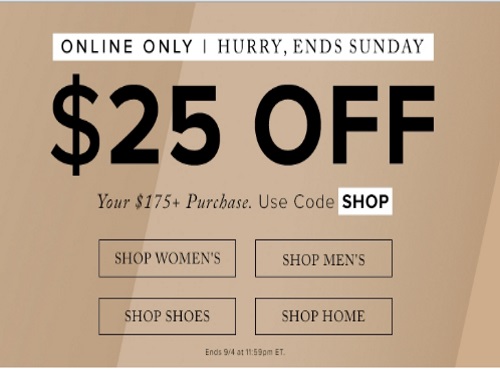 Hudson's Bay $25 Off Labour Day Weekend Savings