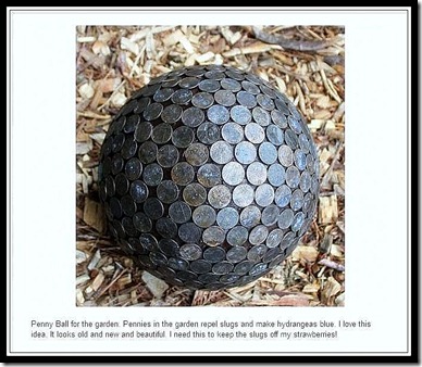 bowling ball with pennies