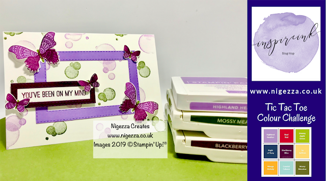 InspireINK Blog Hop Tic Tac Toe Colour Challenge Butterfly Gala Stampin' Up! Nigezza Creates