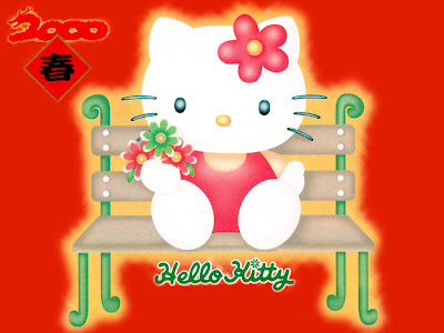 Cartoons Wallpaper 1024 768 - Hello Kitty Sitting On A Chair Chinese New Year
